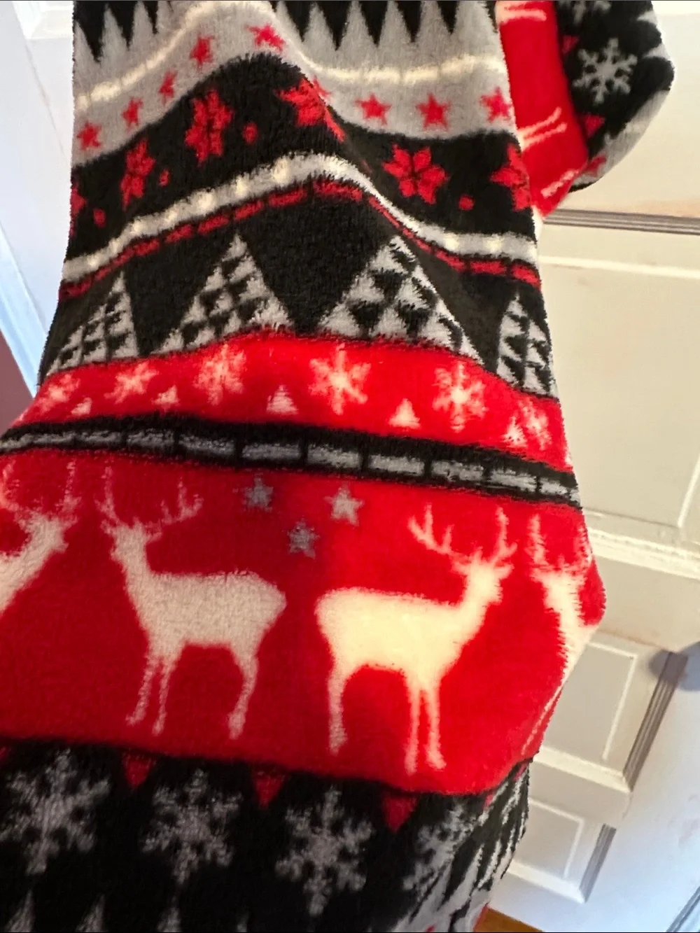 Cozy Holiday Reindeer Fleece Dog Pajamas - Red & Black